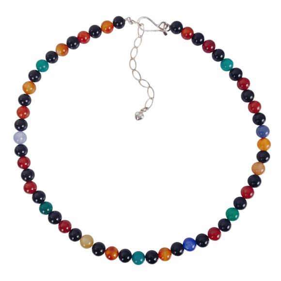 Signed DTR Jay King Sterling Silver Colorful Gemstone Chalcedony Beaded Necklace - Picture 4 of 16